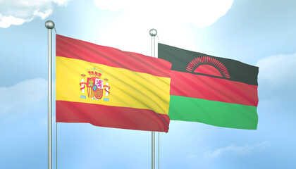 Spain and Malawi Flag Together A Concept of Relations