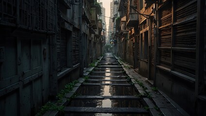  The labyrinthine streets weaving through a concrete jungle at dawn ai_generated