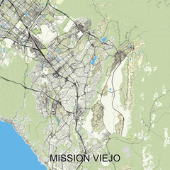 Mission Viejo, California, USA map poster art