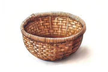 Fototapeta premium A Woven Brown Basket on a White Background
