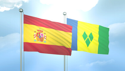 Spain and Saint Vincent Flag Together A Concept of Relations