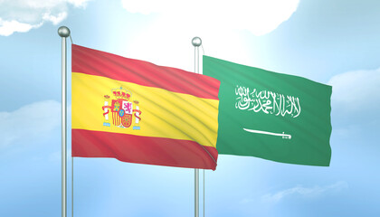 Spain and Saudi Arabia Flag Together A Concept of Relations