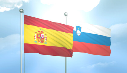 Spain and Slovenia Flag Together A Concept of Relations