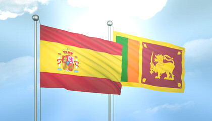 Spain and Sri Lanka Flag Together A Concept of Relations