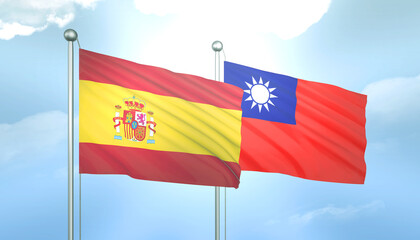 Spain and Taiwan Flag Together A Concept of Relations