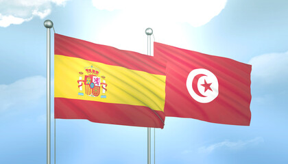 Spain and Tunisia Flag Together A Concept of Relations
