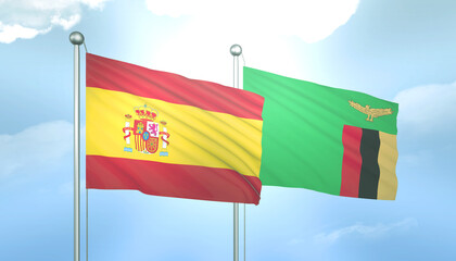 Spain and Zambia Flag Together A Concept of Relations