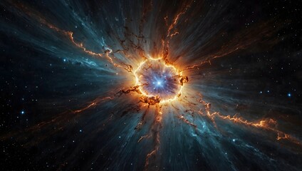 Fototapeta premium The awe-inspiring sight of a supernova lighting up the universe ai_generated