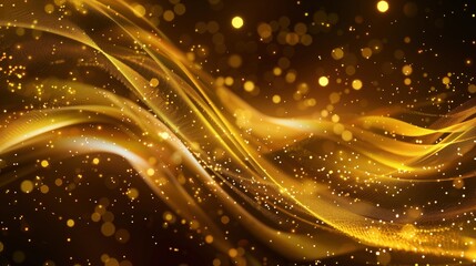 Golden particles abstract background with dust bokeh. Award or holiday concept