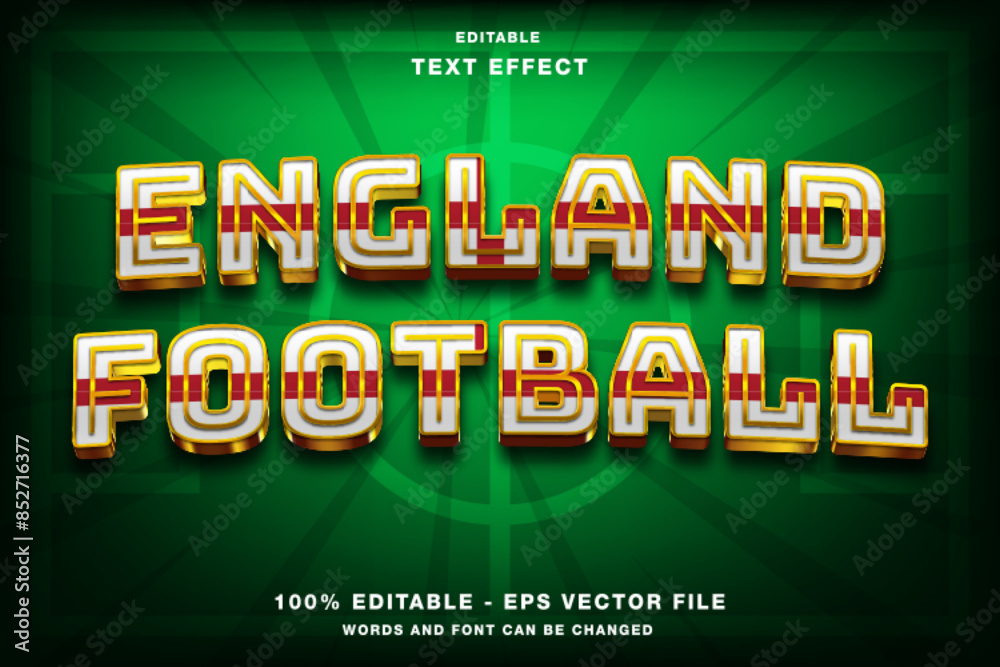 Wall mural England Football 3d Editable Text Effect Template Style Premium Vector - Wall murals