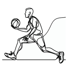basketball player Continuous line drawing, people playing basket line art, basketball line art