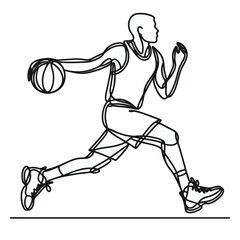 basketball player Continuous line drawing, people playing basket line art, basketball line art