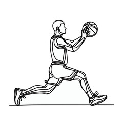 basketball player Continuous line drawing, people playing basket line art, basketball line art