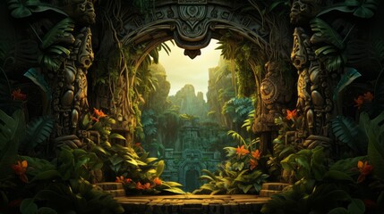 Obraz premium Traditional Brazilian Elements in a Green Background