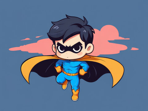 Cosmic Defender: Boy in Space-Themed Superhero Outfit