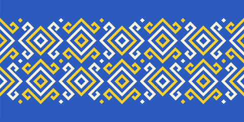 Repeating seamless border pattern, Ukrainian ethnic traditional embroidery vyshyvanka design, vector illustration, flat style