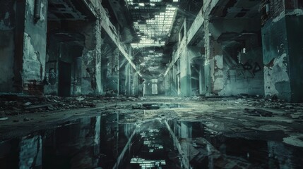 Crumbling Urban Ruin in Parallel Dimension with Distorted Walls and Kaleidoscopic Reflections