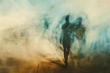 Isolated persons in abstract background
