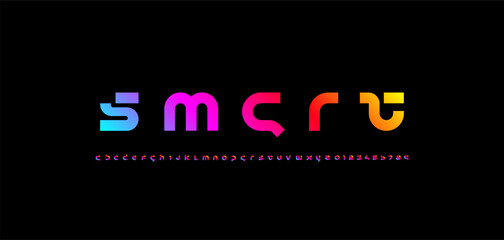 Abstract technology bold font, digital alphabet