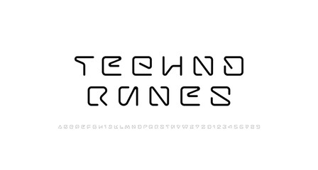 Digital alphabet font made techno style