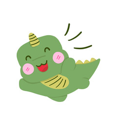 การ์ตูนไดโนเสาร์สีเขียวน่ารัก, สำหรับประกอบสื่อการเรียนหรือสื่อโฆษณาต่างๆ, เป็นภาพการ์ตูนวาดด้วยมือ, ภาพเรียบง่ายโทนสีไม่เยอะ, ภาพประกอบสำหรับคู่รักคนมีความรัก