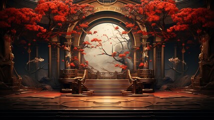 Obraz premium Traditional Japanese Elements in the Background