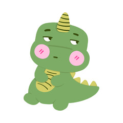 การ์ตูนไดโนเสาร์สีเขียวน่ารัก, สำหรับประกอบสื่อการเรียนหรือสื่อโฆษณาต่างๆ, เป็นภาพการ์ตูนวาดด้วยมือ, ภาพเรียบง่ายโทนสีไม่เยอะ, ภาพประกอบสำหรับคู่รักคนมีความรัก