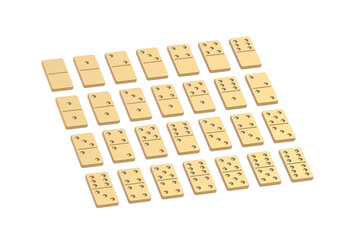 Golden domino tiles isolated on white background. 3d render