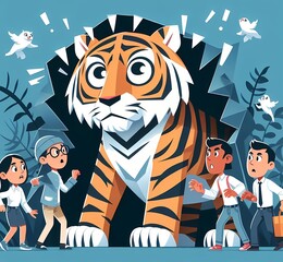 Paper tiger, English idiom. A tiger made of paper, with people realizing it&rsquo;s harmless.