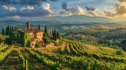 Obraz premium Sunlit Tuscany Vineyard