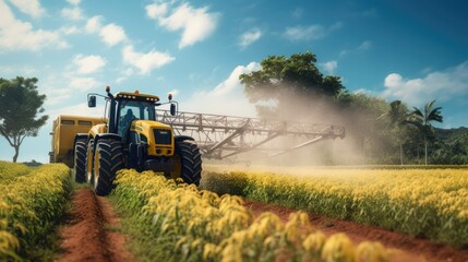 Fototapeta premium a tractor spraying