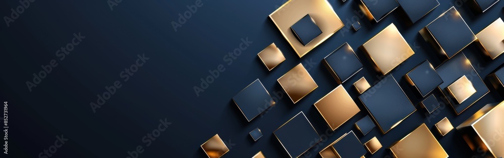 Aufkleber A black and gold background with many small squares. The squares are arranged in a way that creates a sense of depth and texture. The image has a modern and sophisticated feel to it