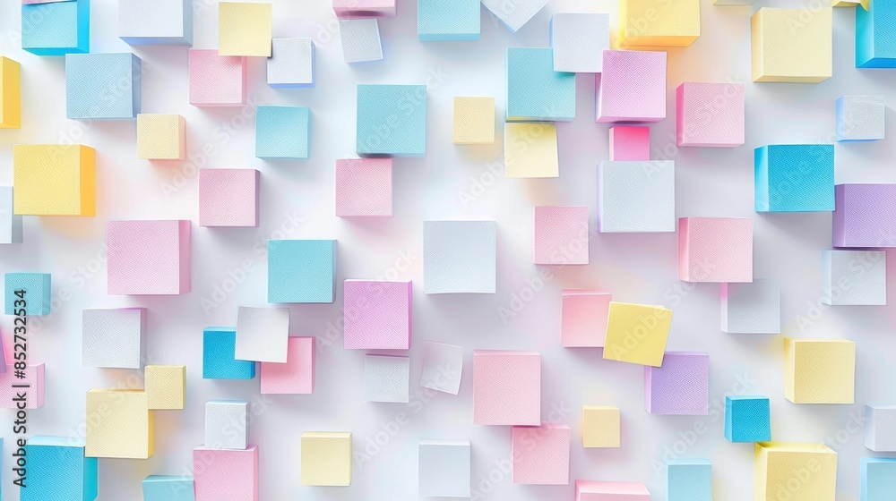 Leinwandbilder A colorful background of blocks with a white background. The blocks are in different colors and sizes. The image has a playful and creative vibe