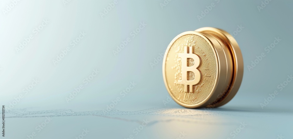 Leinwandbilder this 3d rendering features a gold coin with a dollar sign and a stock market graph icon, set against