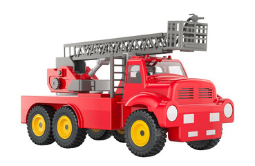 Fire Engine Toy, Fire truck with extending ladder. 3D rendering