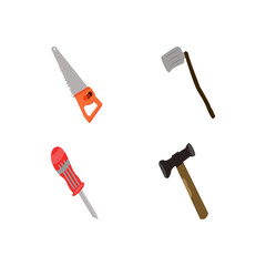 vector of multi purpose objects hoe,saw,screwdriver,hammer