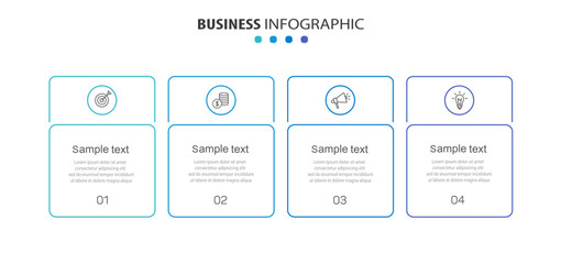 Business infographic design template with 4 options, steps or processes. Can be used for workflow layout, diagram, annual report, web design	