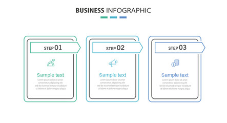 Business infographic design template with 3 options, steps or processes. Can be used for workflow layout, diagram, annual report, web design