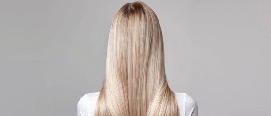 Obraz premium A woman with long, blonde hair showcasing a fashionable hairstyle and glamorous profile