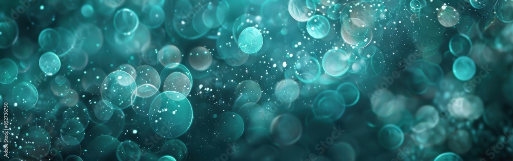 Fototapete a blue background with many small circles. the circles are of different sizes and are scattered thro