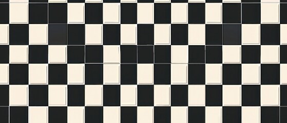 Fototapeta premium Classic checkered design with alternating black and white squares on a textured board