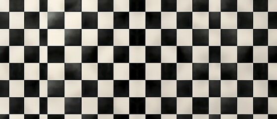 Fototapeta premium Classic checkered design with alternating black and white squares on a textured board