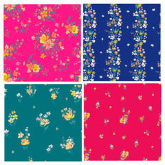 Seamless spring vector pattern with floral motif for dress fabric