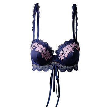 stylish blue bra floral design transparent background , PNG