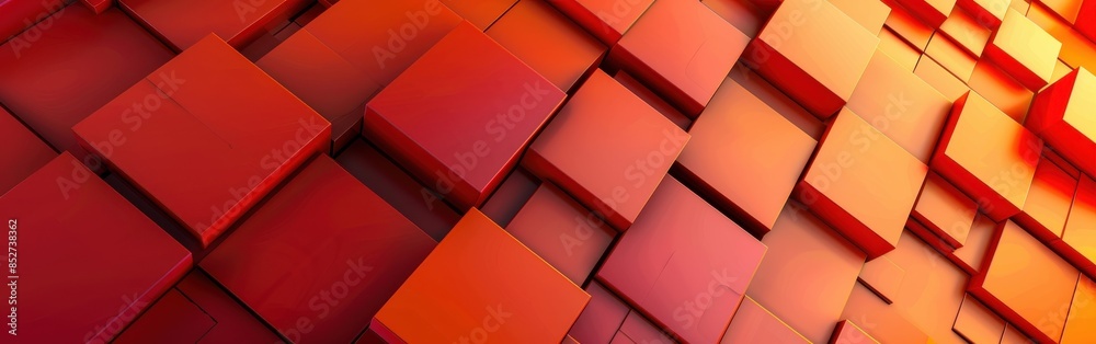Poster A red and orange background with a lot of squares. The squares are red and orange and are arranged in a way that creates a pattern. The image has a bold and vibrant feel to it, with the red