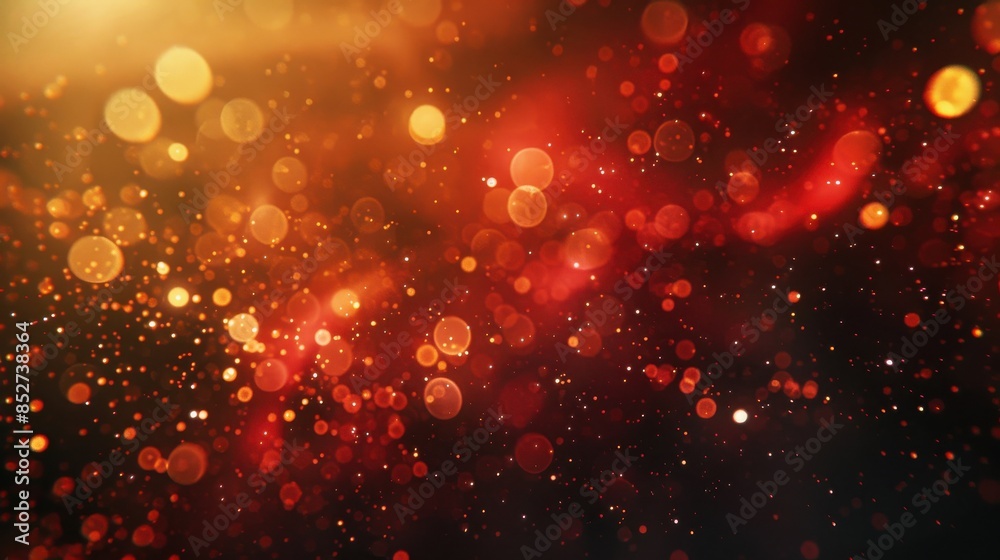 Leinwandbilder A red and orange background with many small circles. The circles are of different sizes and are scattered throughout the image. Scene is energetic and lively, with the bright colors