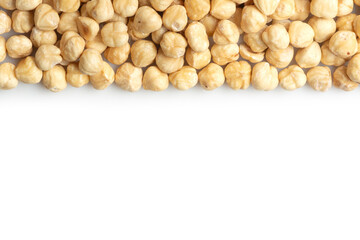 hazelnuts on white background with space for text
