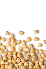 hazelnuts on white background with space for text