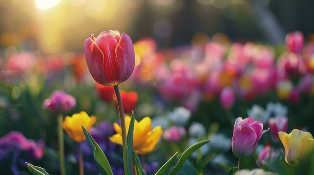 Blooming flowers signal the arrival of spring in the garden