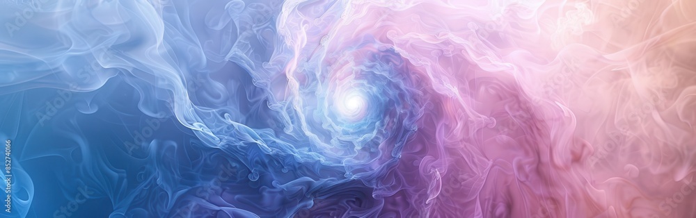 Poster this image is an abstract illustration of blue and pink smoke swirling around a central white light.